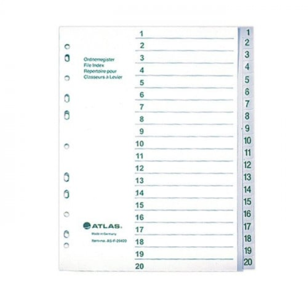 Atlas Plastic Divider A4 A-Z Bx=15st AS-F29498